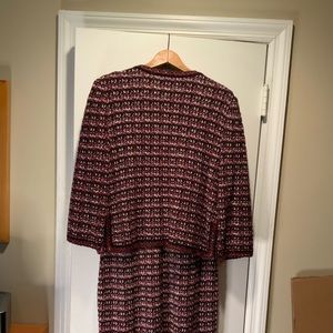 Women’s St. John wool weave Red/Black/white jacket (10) and dress (12)
